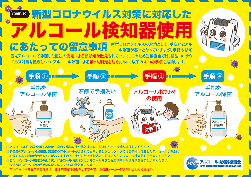新型コロナウィルス対策に対応したアルコール検知器使用にあたっての留意事項